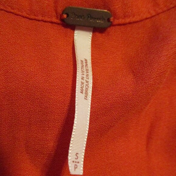 Free People Woman Small Petite Orange Key Hole Club Party Evening Shirt - Picture 5 of 6